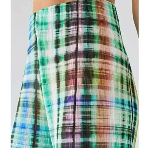 NWT Urban Outfitters Printed Super High Waisted Green Wide-Leg Pant - Picture 4 of 5